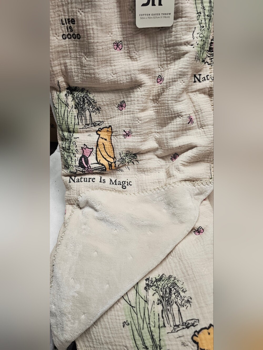 Nature Is Magic Plush Cotton Throw with Classic Vintage Winnie The Pooh Print